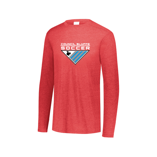 [FTLCUBRD-AXS-LOGO1] Decker Men's Tri-Blend T-Shirt - Long Sleeve (Adult XS, Red, Logo 1)