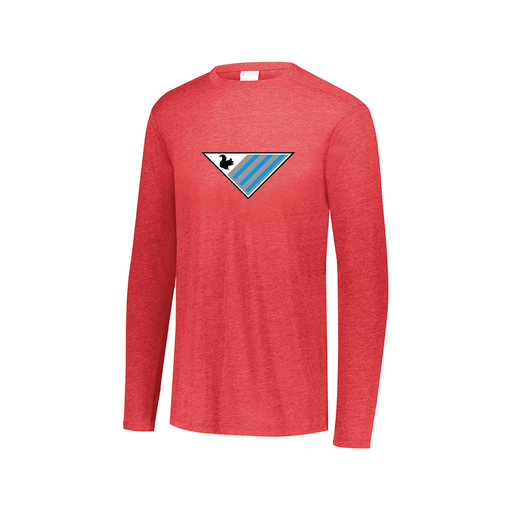 [FTLCUBRD-AXS-LOGO2] Decker Men's Tri-Blend T-Shirt - Long Sleeve (Adult XS, Red, Logo 2)
