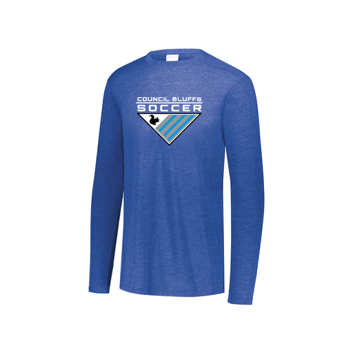 [FTLCUBRY-YS-LOGO1] Decker Youth Tri-Blend T-Shirt - Long Sleeve (Youth S, Royal, Logo 1)