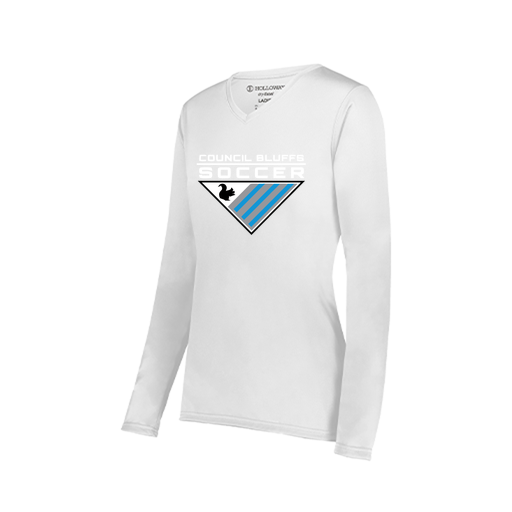 [222824.005.S-LOGO1] Ladies LS Smooth Sport Shirt (Female Adult S, White, Logo 1)