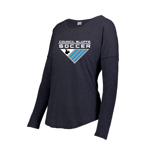 [FTLCUBNV-FAXS-LOGO1] Decker Women's Tri-Blend T-Shirt - Long Sleeve (Female Adult XS, Navy, Logo 1)